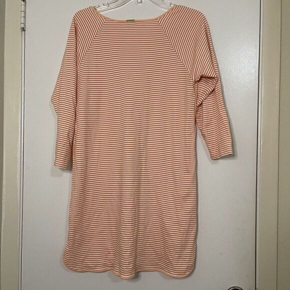LAKE striped orange pima cotton shirt dress lounge wear size small - Picture 6 of 6